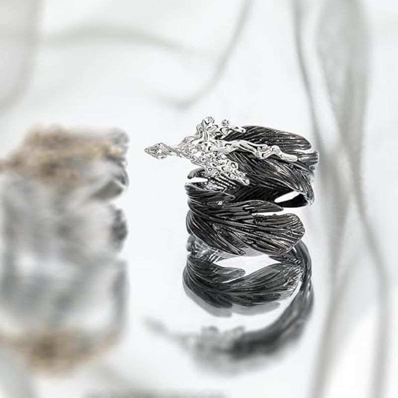 Couples Punk Adjustable Feather Open Rings