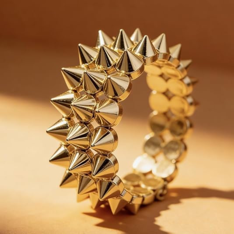 Exaggerated Rivet Studed Spike Bracelets