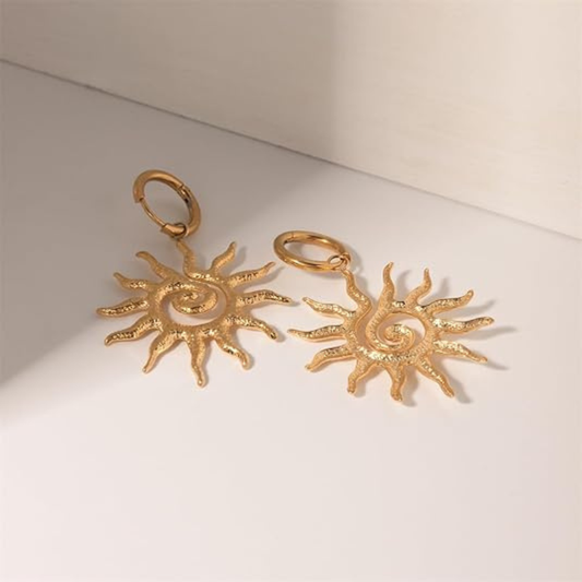 Spiral Sun Huggie Dangle Drop Earring