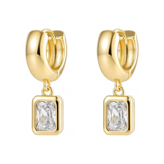 14K Gold Plated Huggie Hoop Drop