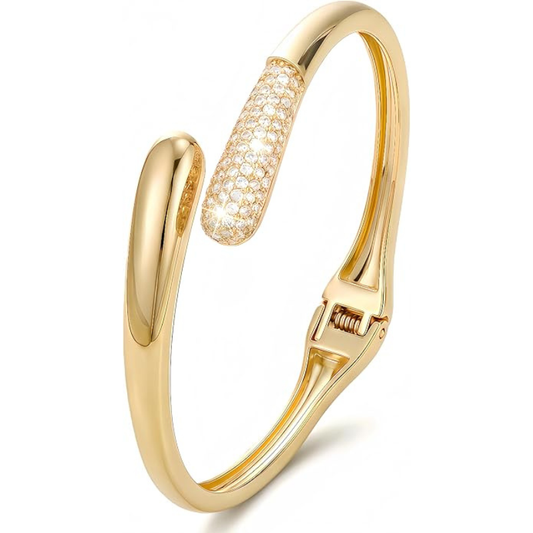 14K Gold Plated Open Cuff Bangle Bracelet