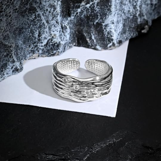 Chunky Textured Silver Open Ring