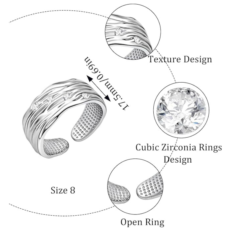 Chunky Textured Silver Open Ring
