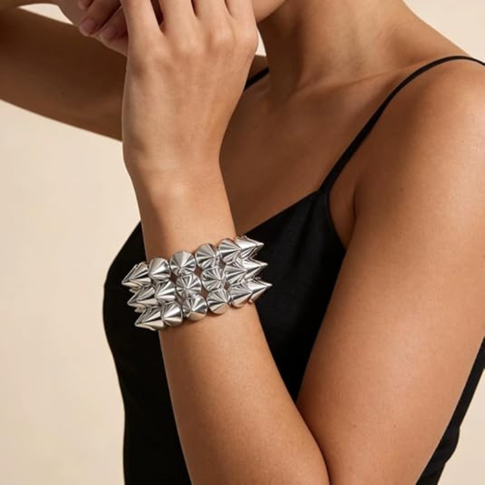 Exaggerated Rivet Studed Spike Bracelets