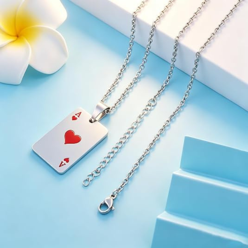 Cool Punk Rock Poker Card Ace Pendant Necklace