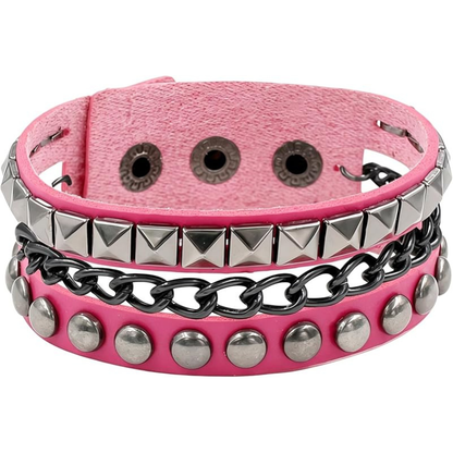 Punk Studded Leather Cuff Bracelet