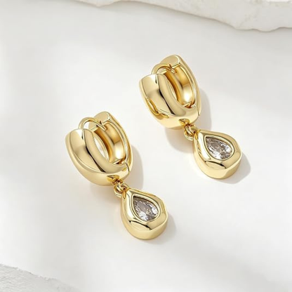 14K Gold Plated Huggie Hoop Drop