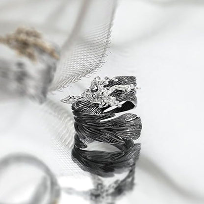 Couples Punk Adjustable Feather Open Rings