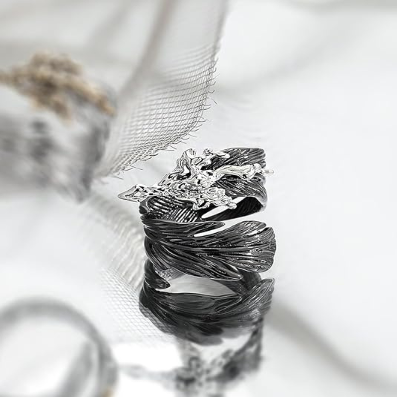 Couples Punk Adjustable Feather Open Rings
