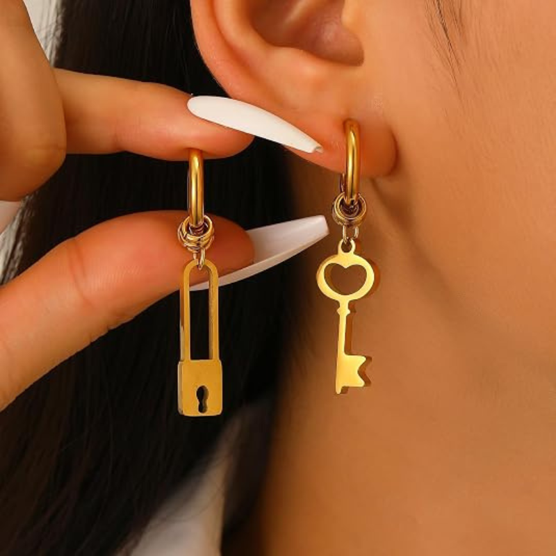 Knot Key Lock Funny Hoop Y2K Punk Earring