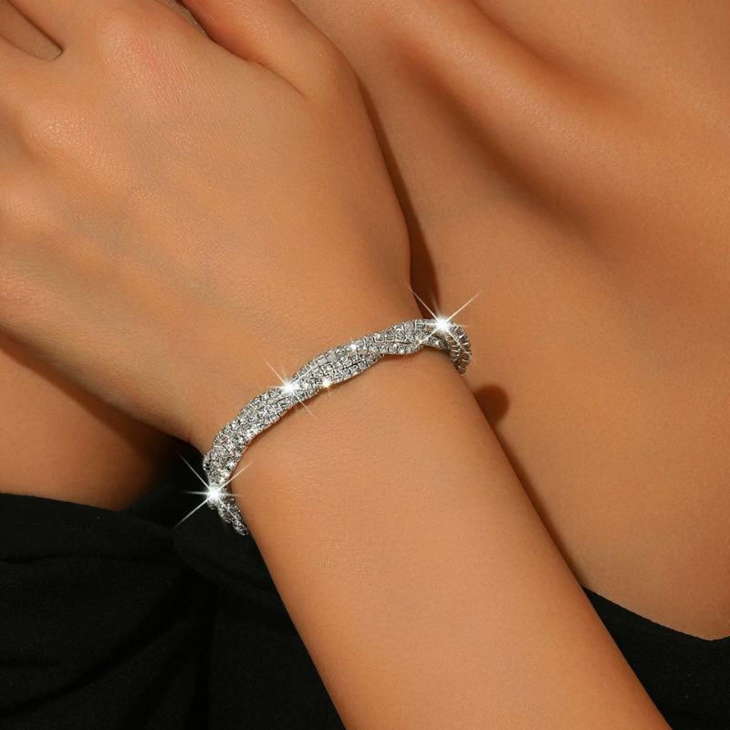 Rhinestone Stretch Twisted Bracelets