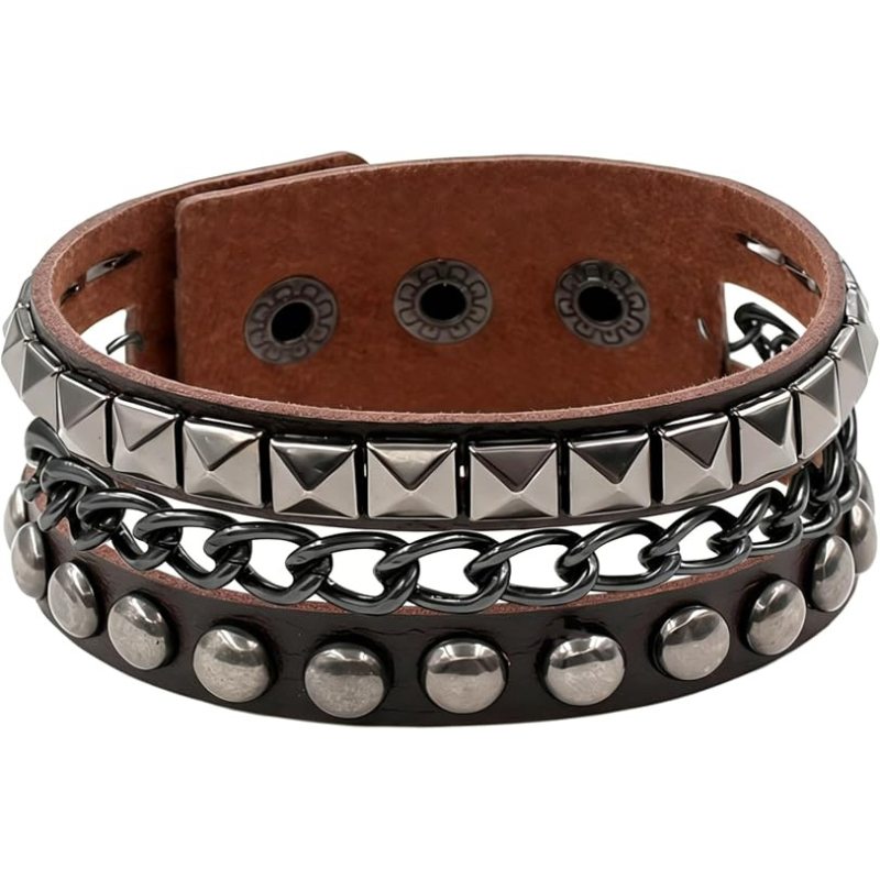 Punk Studded Leather Cuff Bracelet