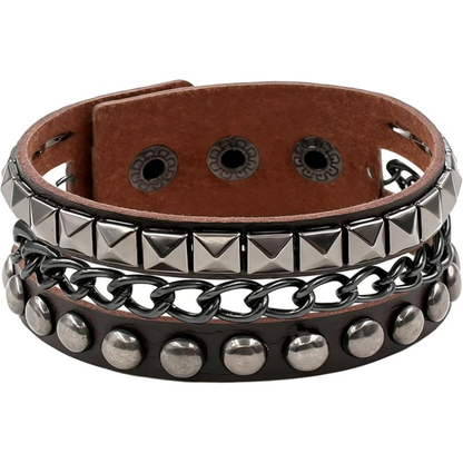 Punk Studded Leather Cuff Bracelet
