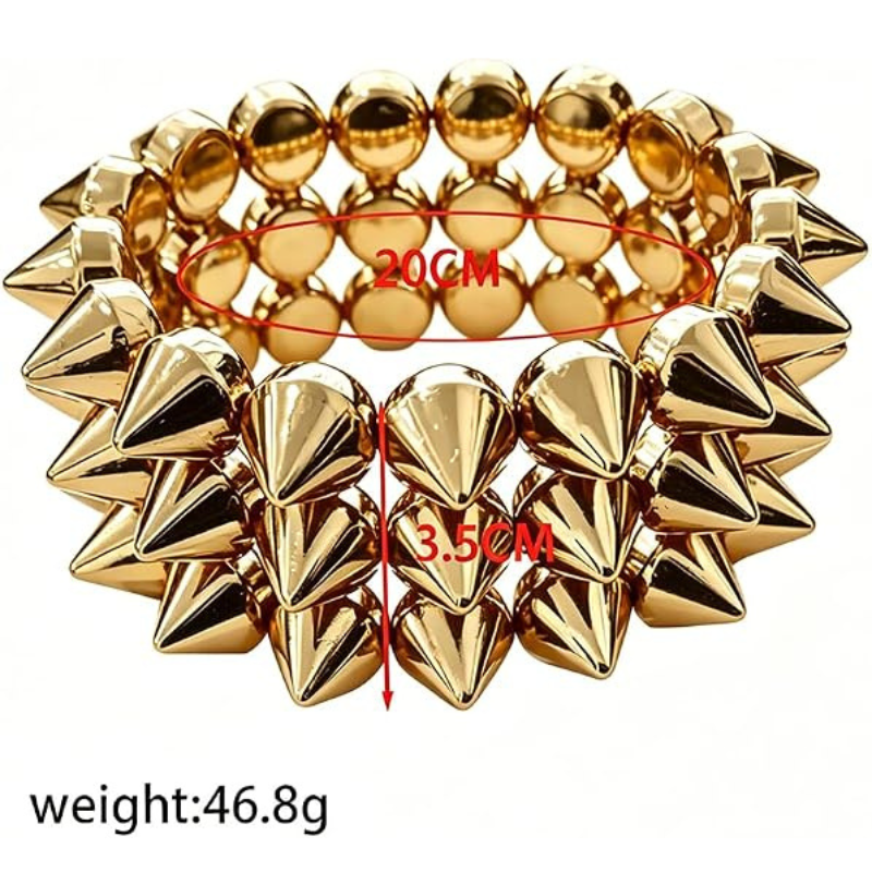 Exaggerated Rivet Studed Spike Bracelets