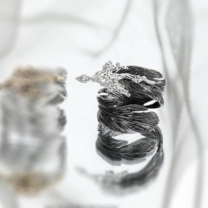 Couples Punk Adjustable Feather Open Rings