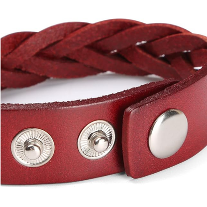 Leather Bracelet Braided Sporty Wide Wristband