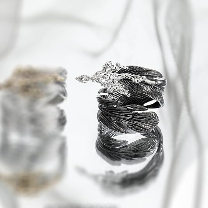 Couples Punk Adjustable Feather Open Rings