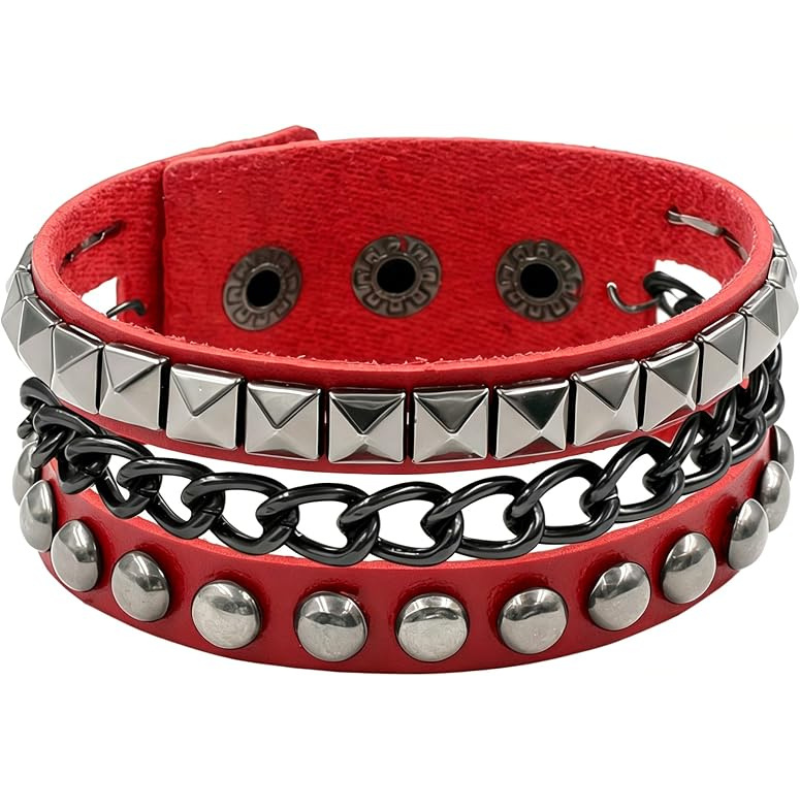 Punk Studded Leather Cuff Bracelet