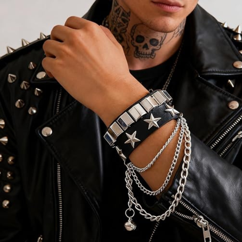 Punk Studded Bracelet for Women Men