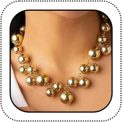 Large Chunky Gold Beads Choker Necklaces
