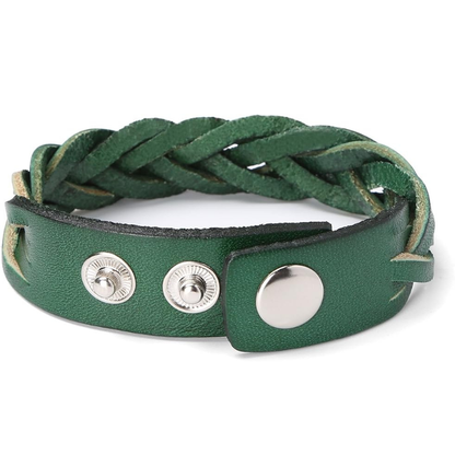 Leather Bracelet Braided Sporty Wide Wristband