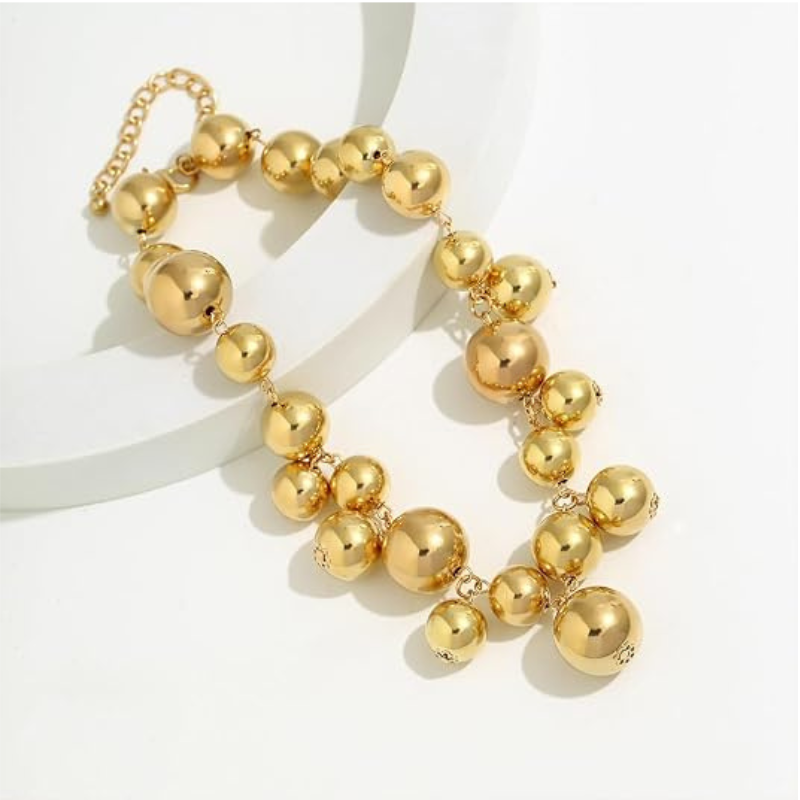Large Chunky Gold Beads Choker Necklaces