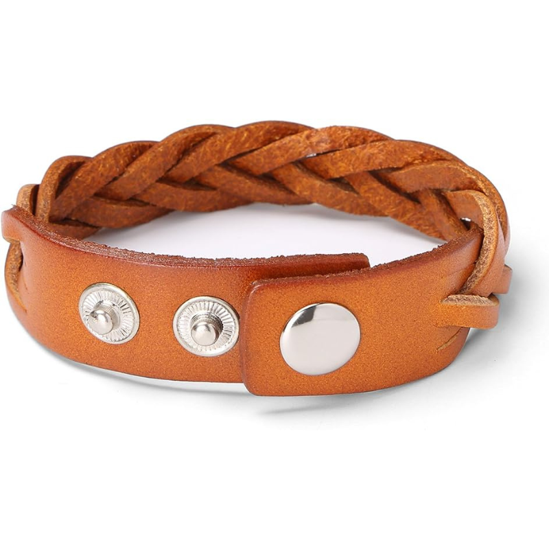 Leather Bracelet Braided Sporty Wide Wristband