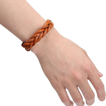 Leather Bracelet Braided Sporty Wide Wristband