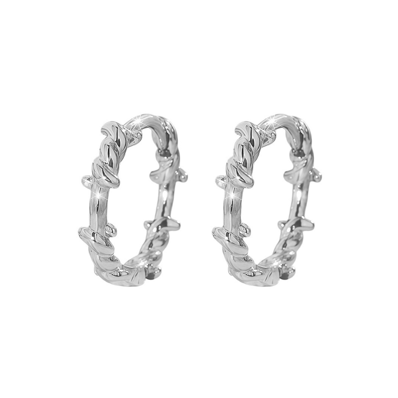 Gothic Twisted Thorn Hoop Earrings