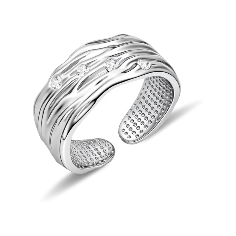Chunky Textured Silver Open Ring