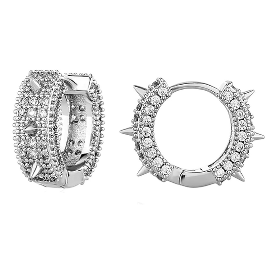 14K Gold Spike Hoop Earrings