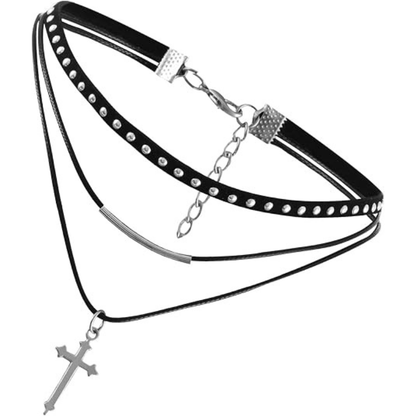 Gothic Vintage Flannelette Rope Cross Neckband