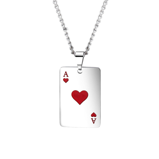 Cool Punk Rock Poker Card Ace Pendant Necklace