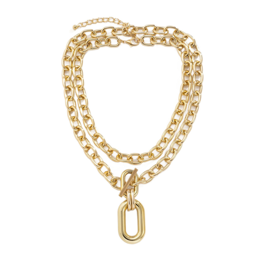Layered Pendant Chain Punk Thick Necklace