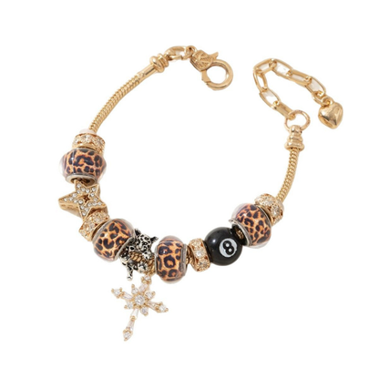 Leopard Cross Charm Bracelet for Women