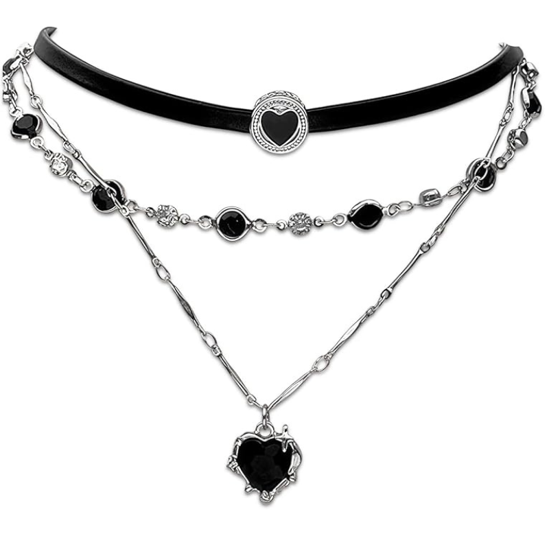 Gothic 3 Layered Heart Necklace