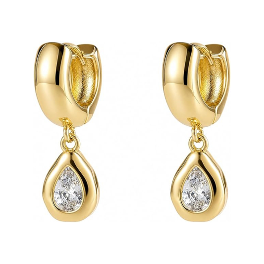 14K Gold Plated Huggie Hoop Drop