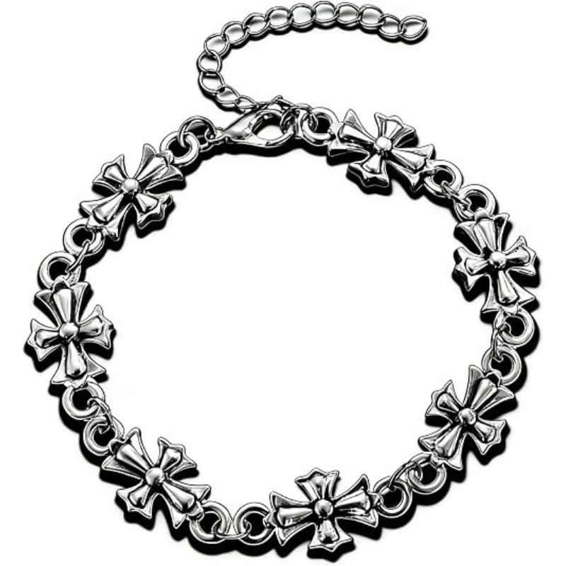 Silver Gothic Cross Bracelet