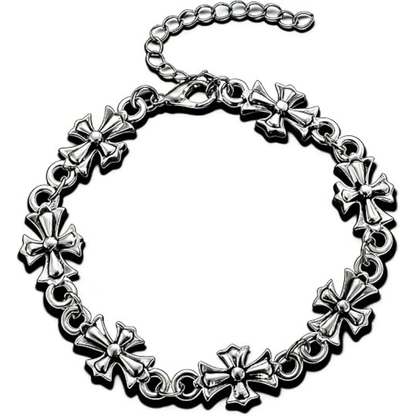 Silver Gothic Cross Bracelet