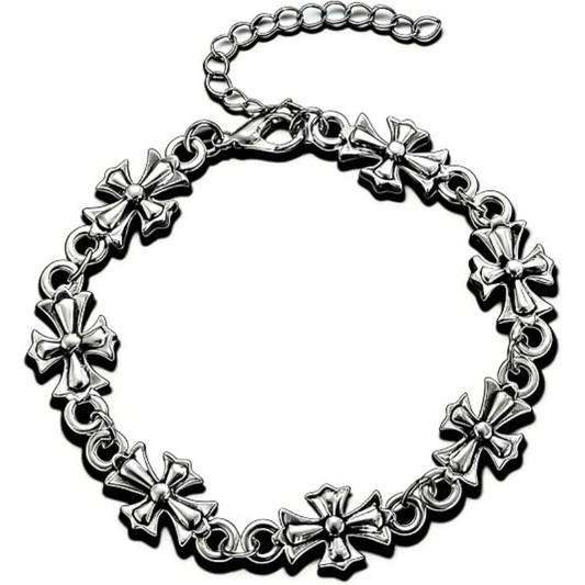 Silver Gothic Cross Bracelet