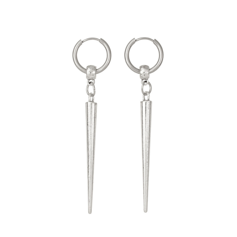 Spike Rivet Dangle Drop Hoop Statement Earrings