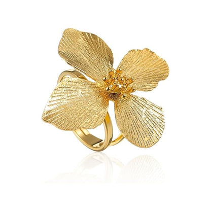 Chic Large Gold Flower Adjustable Ring