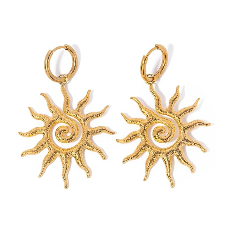 Spiral Sun Huggie Dangle Drop Earring