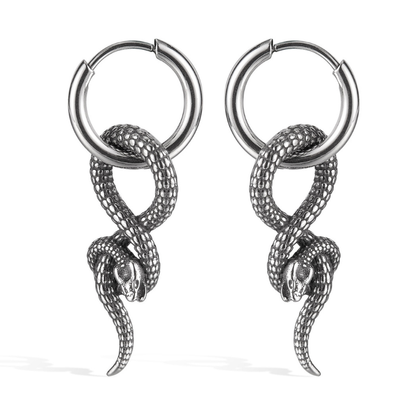 Dark Style Serpentine Hoop Dangle Earrings