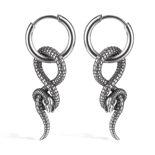 Dark Style Serpentine Hoop Dangle Earrings
