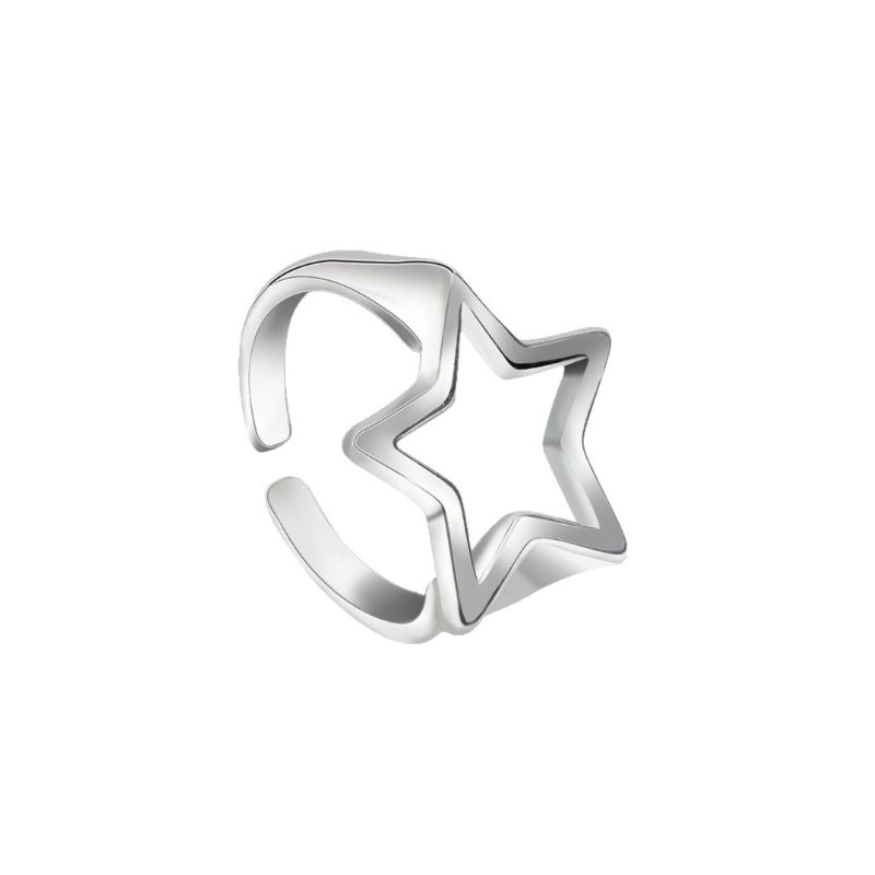 Y2K Hollow Star Open Band Statement Ring