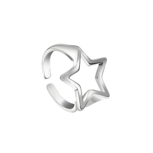 Y2K Hollow Star Open Band Statement Ring