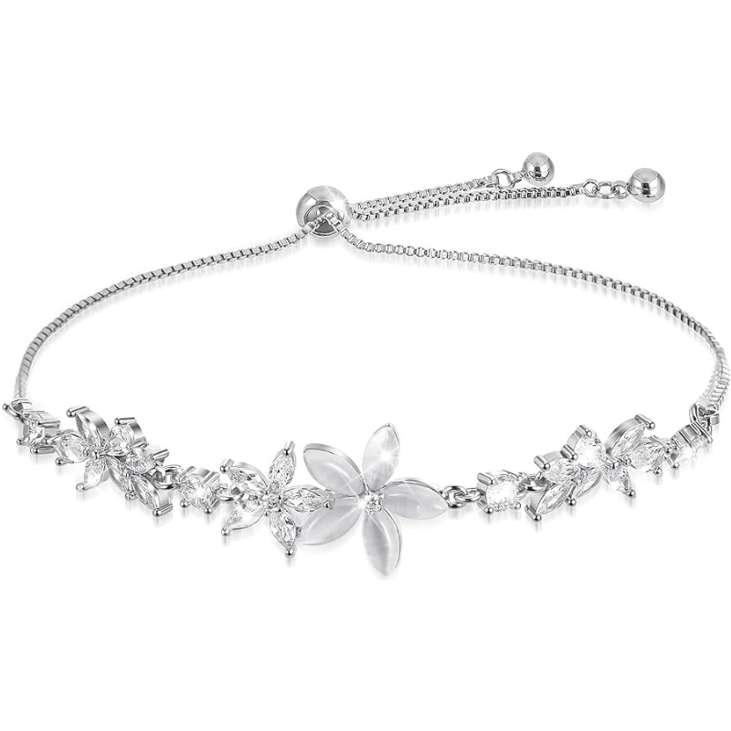 Rhinestone Slider Floral Bracelet