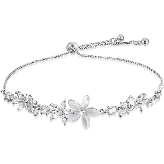 Rhinestone Slider Floral Bracelet
