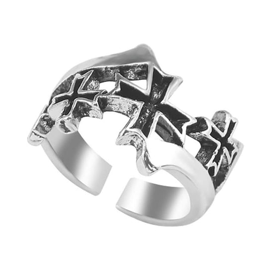 Vintage Single Adjustable Wide Cross Rings